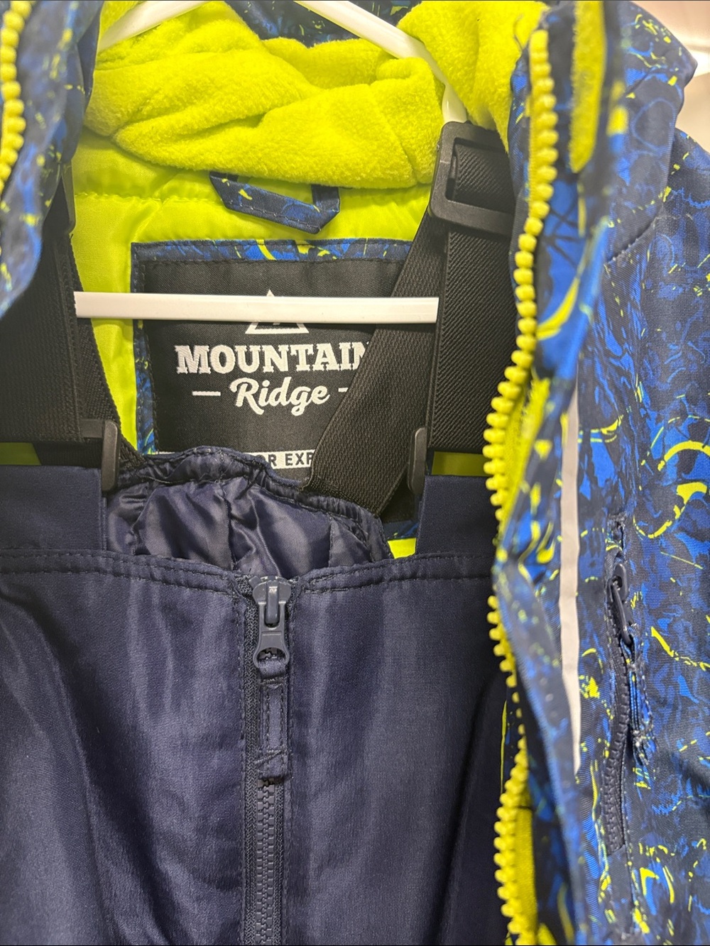 Mountain Ridge Kids Waterproof Insulated Jacket - Blue & Neon Yellow